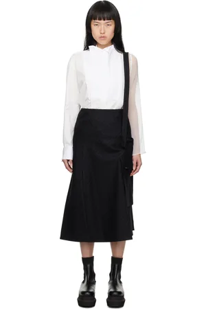 SACAI Jupe midi noire à rayures tennis