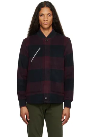 Paul Smith Blouson aviateur bourgogne et bleu marine à carreaux