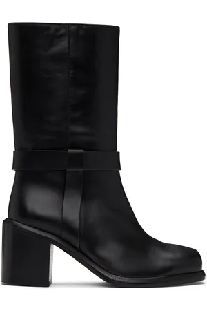 LEGRES Bottes motard noires à bout carré