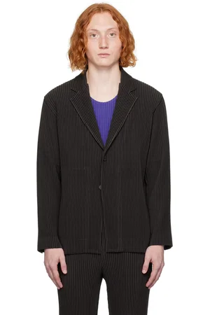 Issey Miyake Veston plissé Kersey brun