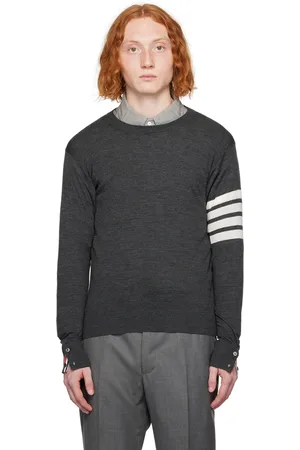 Thom Browne Pull gris à quatre rayures