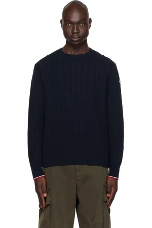 Moncler Pull bleu marine à col ras du cou