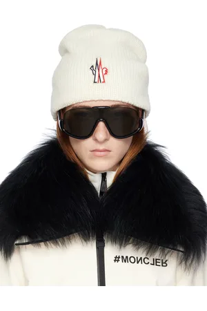 Moncler Bonnet blanc à écusson à logo
