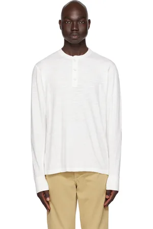 RAG&BONE Henley blanc en jersey flammé