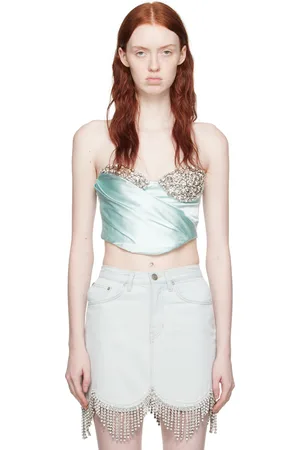 AREA Bustier bleu à effet drapé