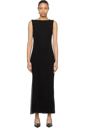 Helmut Lang Robe longue noire à dos transparent