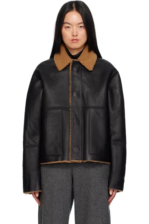 Kassl Editions Blouson réversible noir à garnitures en peau retournée