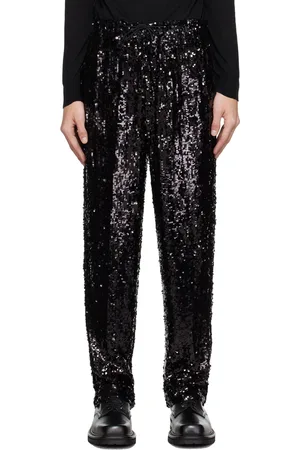 DRIES VAN NOTEN Pantalon noir à paillettes