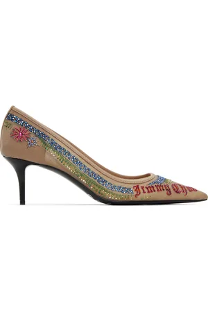 Jimmy Choo Escarpins 60 beiges à cristaux Swarovski - / Jean Paul Gaultier
