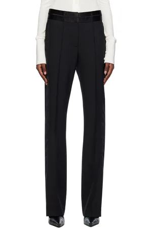 Helmut Lang Pantalon semi-évasé noir à passepoils