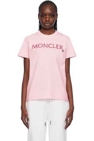 Moncler T-shirt rose à logo brodé