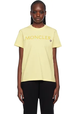 Moncler T-shirt jaune à logo brodé