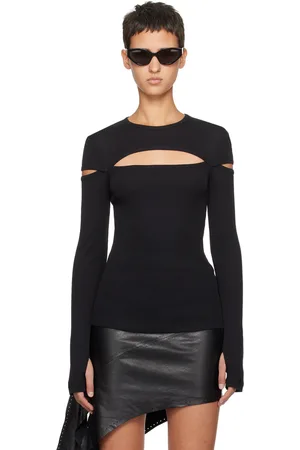 Helmut Lang T-shirt à manches longues noir à découpes