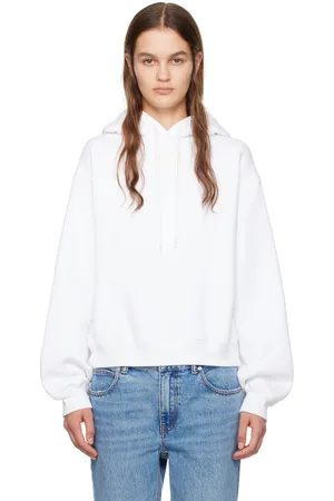 Alexander Wang Pull à capuche blanc à logo contrecollé