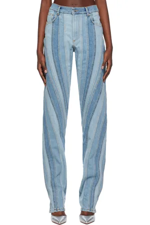 MUGLER Jean bleu à assemblage en spirale