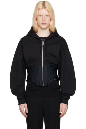 MUGLER Pull à capuche de style corset noir