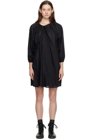 Deiji Studios Robe courte noire à assemblage cache-cœur asymétrique