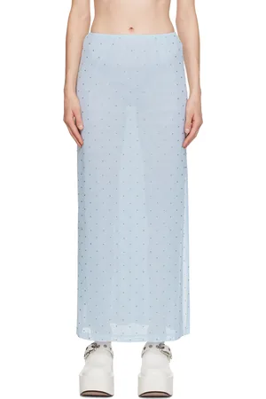 Anna Sui Jupe longue bleue à pierres du Rhin