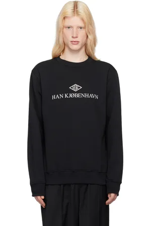 HAN Kjøbenhavn Pull molletonné noir à logo contrecollé