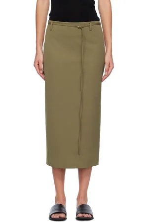 St Agni Jupe midi kaki à ceinture