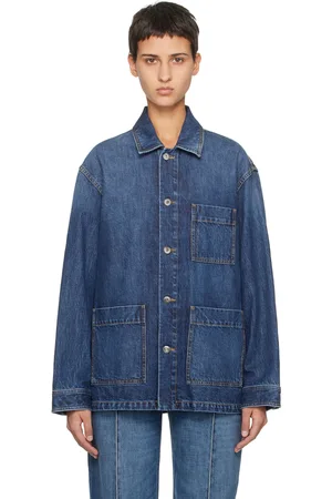 Bottega Veneta Blouson indigo en denim à simple boutonnage