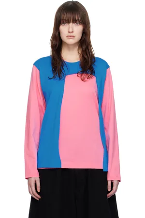 Comme des Garçons T-shirt à manches longues étagé rose et bleu