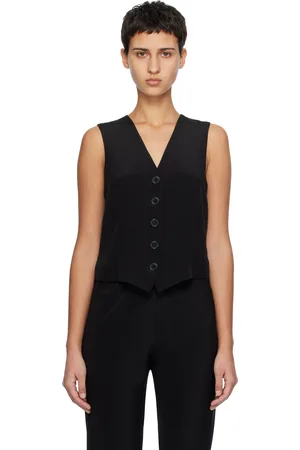 Silk Laundry Gilet noir en crêpe de Chine