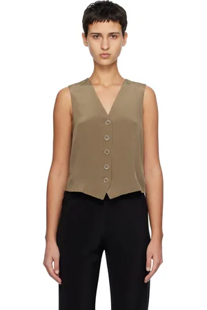 Silk Laundry Gilet brun en crêpe de Chine