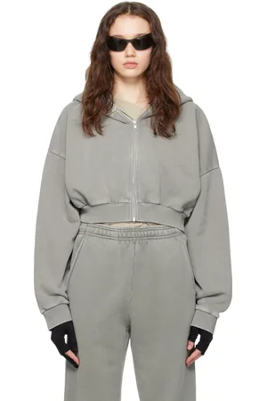 Entire Studios Pull à capuche écourté gris