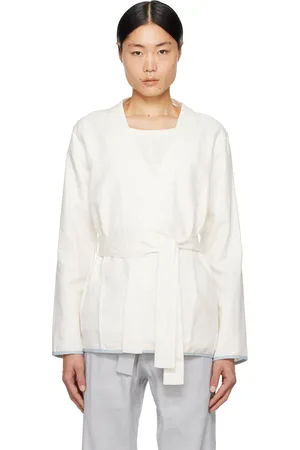COMMAS Veston blanc cassé à ceinture