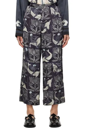 COMMAS Pantalon bleu marine à motif imprimé