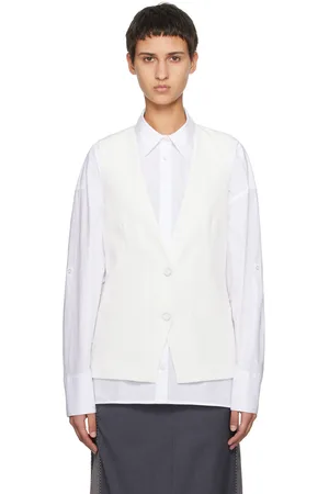 REMAIN Birger Christensen Gilet blanc à col en V plongeant