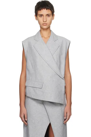 REMAIN Birger Christensen Gilet droit asymétrique gris