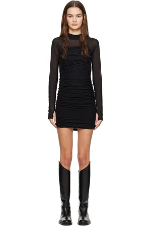 Helmut Lang Robe courte noire à effet ruché