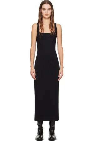 Helmut Lang Robe longue noire à découpe