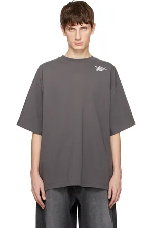 We11 Done T-shirt gris à logo imprimé