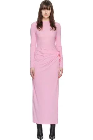 MAGDA BUTRYM Robe longue rose à effet ruché