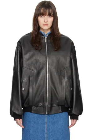 MAGDA BUTRYM Blouson surdimensionné noir en cuir