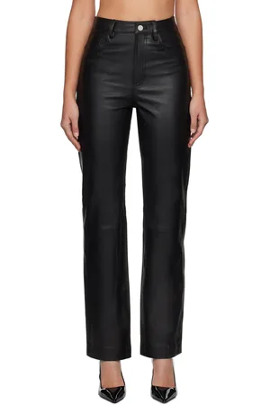 REMAIN Birger Christensen Pantalon droit noir en cuir