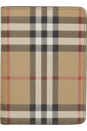 Burberry Étui pour passeport beige à carreaux