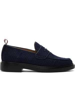 Thom Browne Flâneurs à plastron bleu marine en tweed