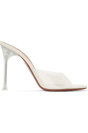 Amina Muaddi Sandales à talon aiguille Alexa 105 blanc cassé en PVC translucide