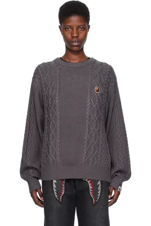 BAPE Pull gris à écussons à logo