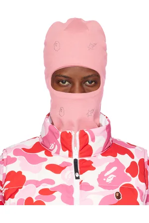 BAPE Passe-montagne rose à appliqués en verre taillé