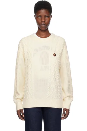 BAPE Pull blanc cassé à écussons à logo