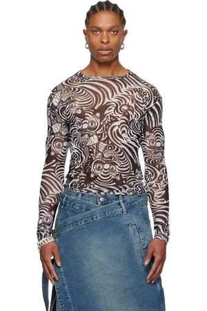 LU’U DAN T-shirt à manches longues noir et blanc à motif graphique