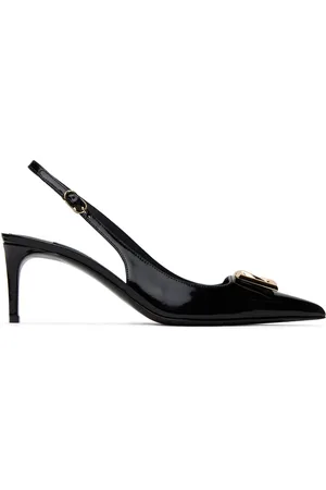 Dolce & Gabbana Chaussures à petit talon noires en cuir de veau poli à bride arrière