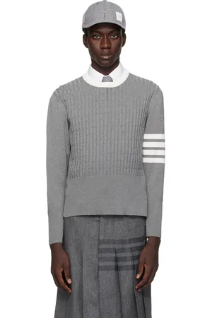 Thom Browne Pull gris à quatre rayures