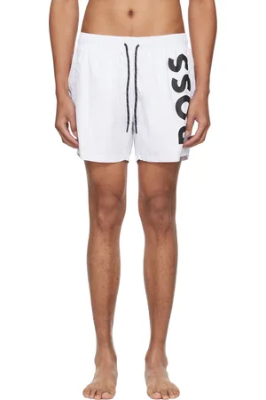 HUGO BOSS Maillot de bain blanc à logo surdimensionné
