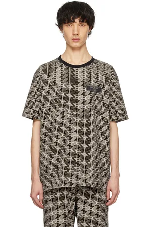 Balmain T-shirt noir et blanc cassé à monogrammes